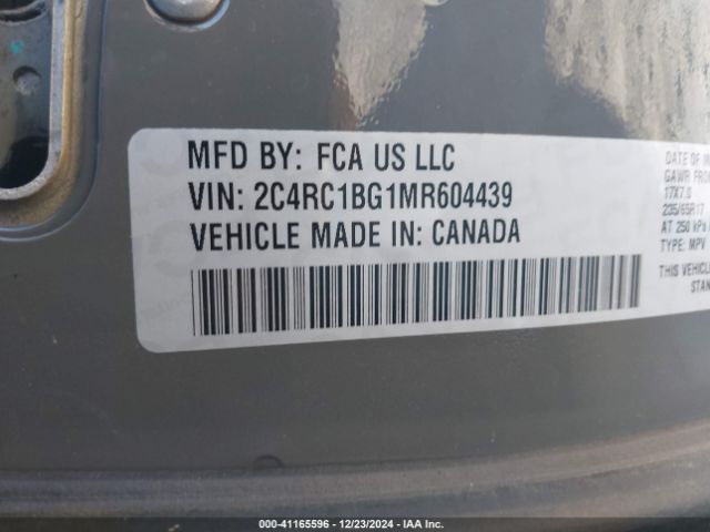 Photo 8 VIN: 2C4RC1BG1MR604439 - CHRYSLER PACIFICA 