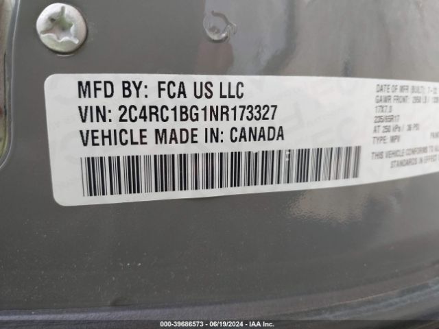 Photo 8 VIN: 2C4RC1BG1NR173327 - CHRYSLER PACIFICA 