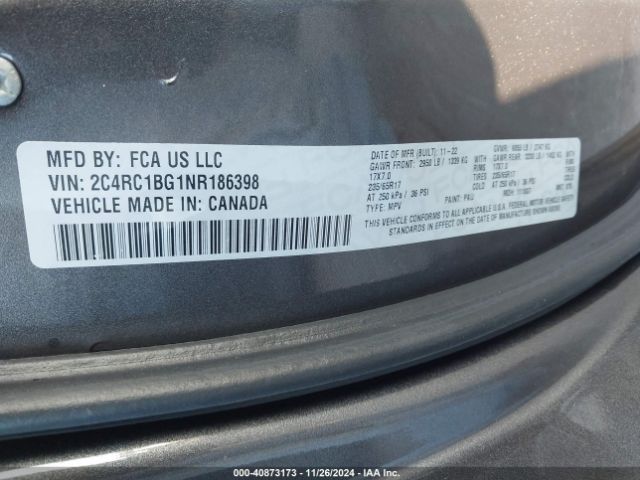 Photo 8 VIN: 2C4RC1BG1NR186398 - CHRYSLER PACIFICA 