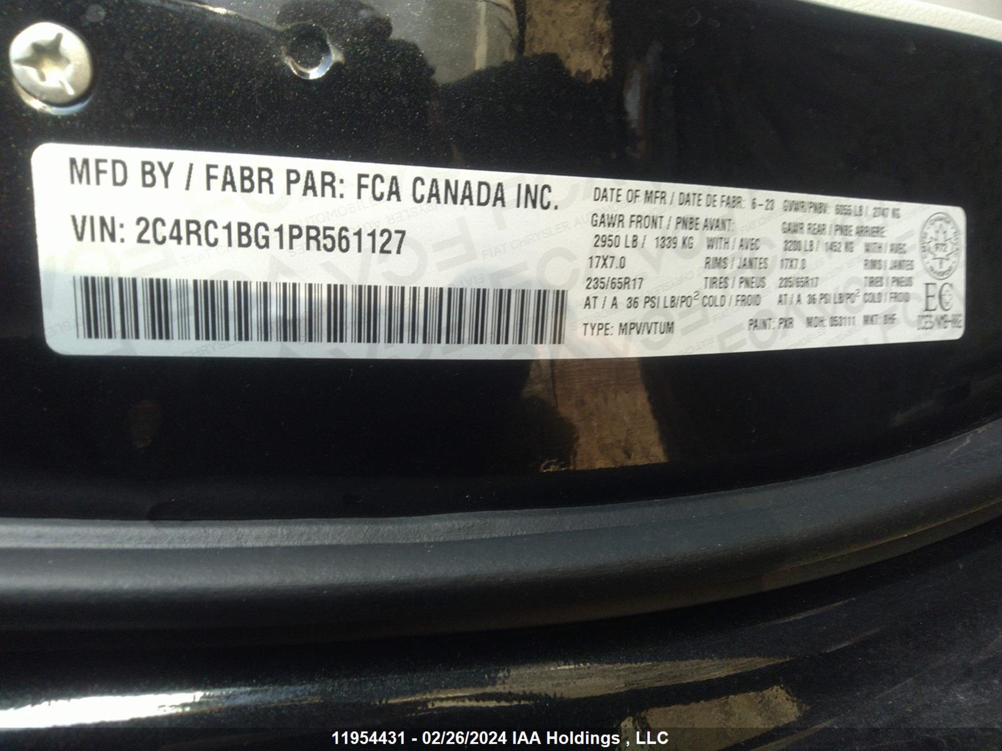 Photo 8 VIN: 2C4RC1BG1PR561127 - CHRYSLER PACIFICA 