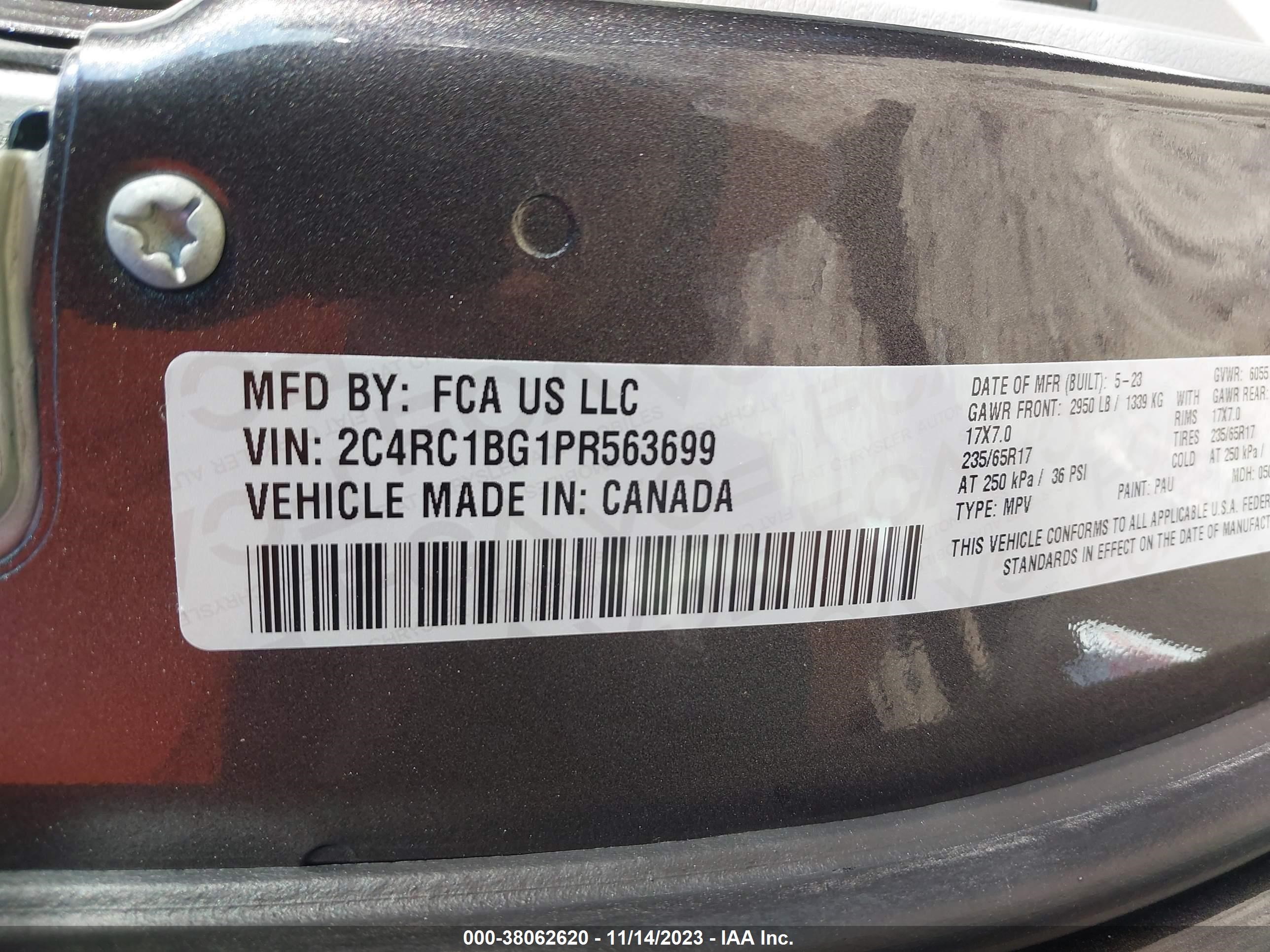 Photo 8 VIN: 2C4RC1BG1PR563699 - CHRYSLER PACIFICA 