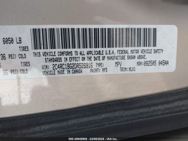 Photo 8 VIN: 2C4RC1BG2DR526916 - CHRYSLER TOWN & COUNTRY 