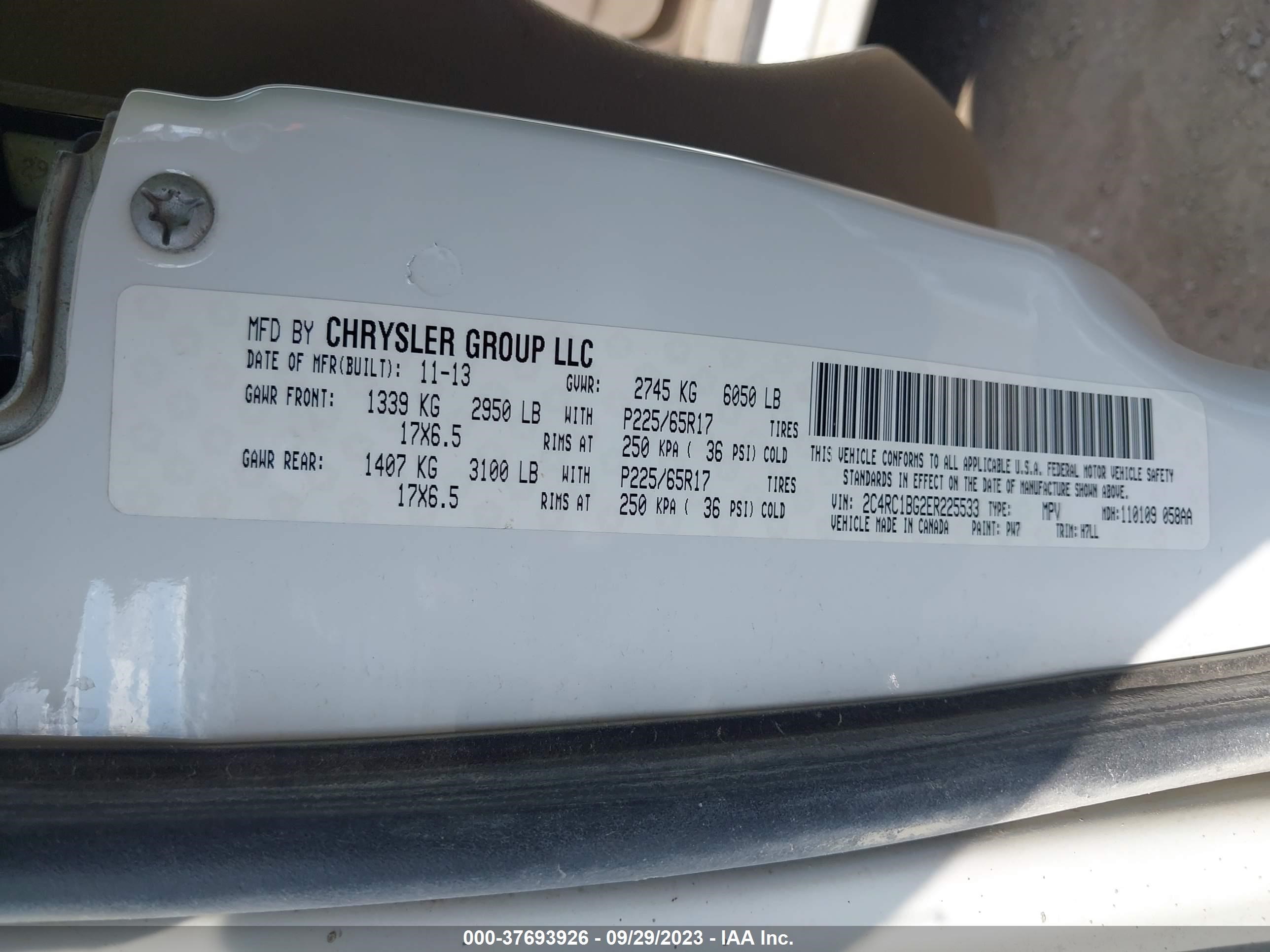 Photo 8 VIN: 2C4RC1BG2ER225533 - CHRYSLER TOWN & COUNTRY 