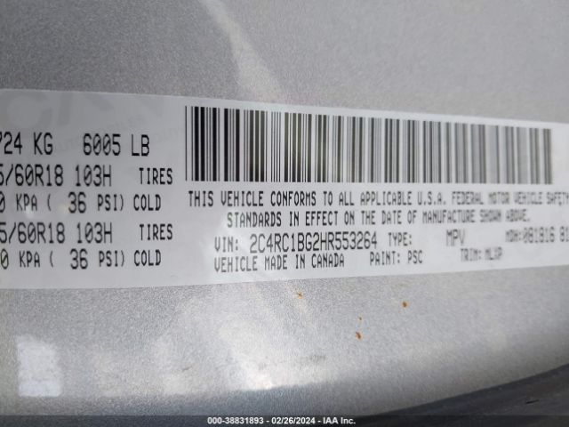 Photo 8 VIN: 2C4RC1BG2HR553264 - CHRYSLER PACIFICA 