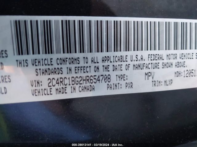 Photo 8 VIN: 2C4RC1BG2HR654708 - CHRYSLER PACIFICA 