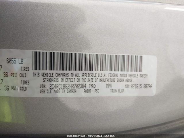 Photo 8 VIN: 2C4RC1BG2HR702384 - CHRYSLER PACIFICA 