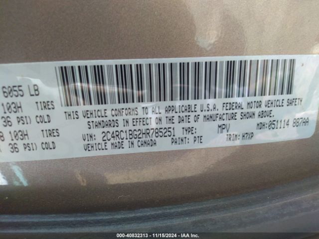 Photo 8 VIN: 2C4RC1BG2HR785251 - CHRYSLER PACIFICA 