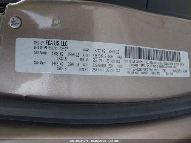 Photo 8 VIN: 2C4RC1BG2JR171998 - CHRYSLER PACIFICA 