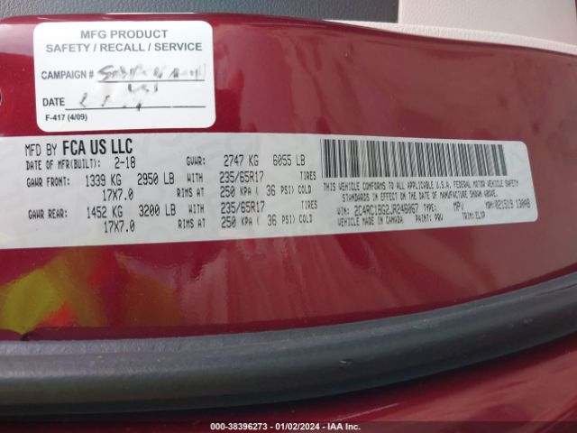 Photo 8 VIN: 2C4RC1BG2JR246067 - CHRYSLER PACIFICA 