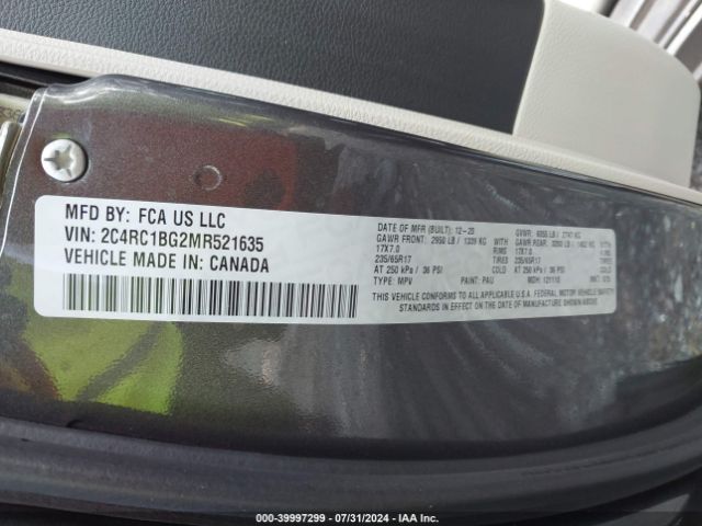 Photo 8 VIN: 2C4RC1BG2MR521635 - CHRYSLER PACIFICA 