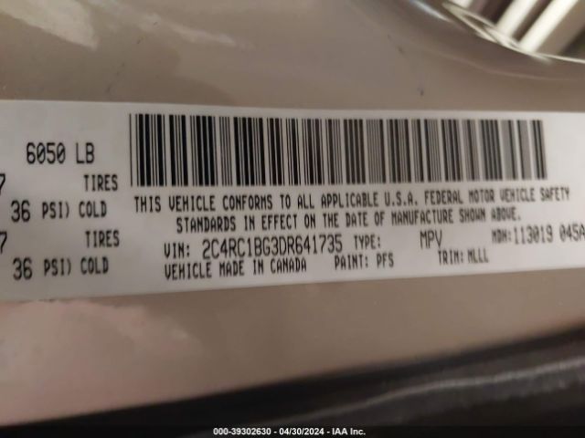 Photo 8 VIN: 2C4RC1BG3DR641735 - CHRYSLER TOWN & COUNTRY 