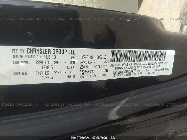 Photo 8 VIN: 2C4RC1BG3DR684875 - CHRYSLER TOWN & COUNTRY 