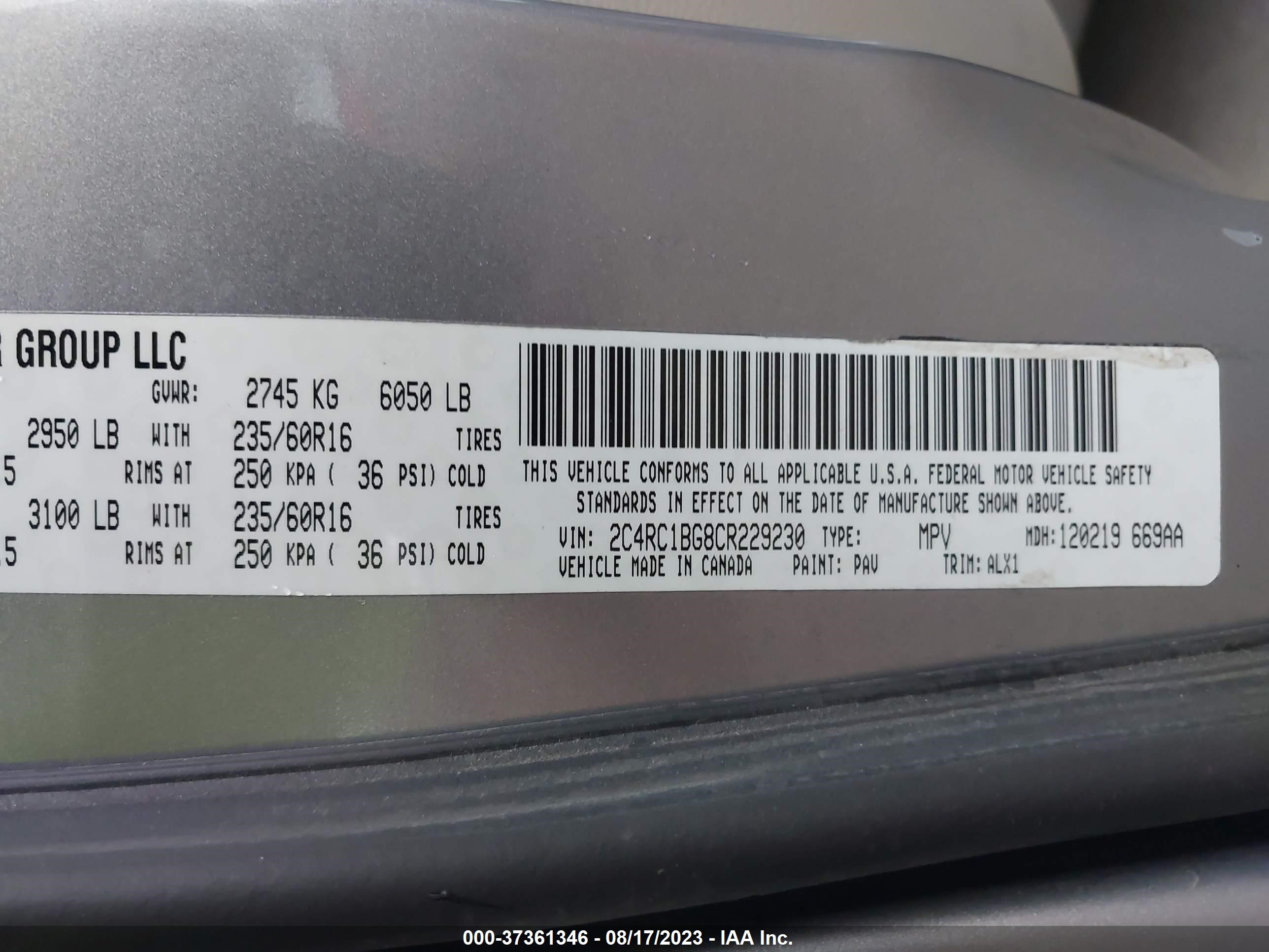 Photo 8 VIN: 2C4RC1BG3DR708513 - CHRYSLER TOWN & COUNTRY 