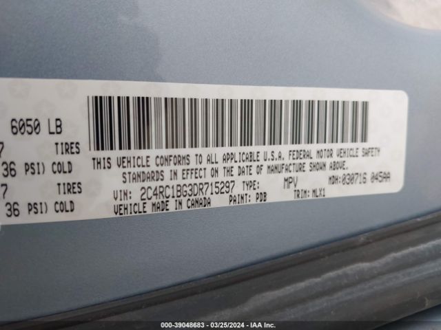 Photo 8 VIN: 2C4RC1BG3DR715297 - CHRYSLER TOWN & COUNTRY 