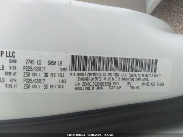 Photo 8 VIN: 2C4RC1BG3DR815318 - CHRYSLER TOWN & COUNTRY 