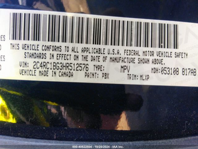 Photo 8 VIN: 2C4RC1BG3HR512576 - CHRYSLER PACIFICA 