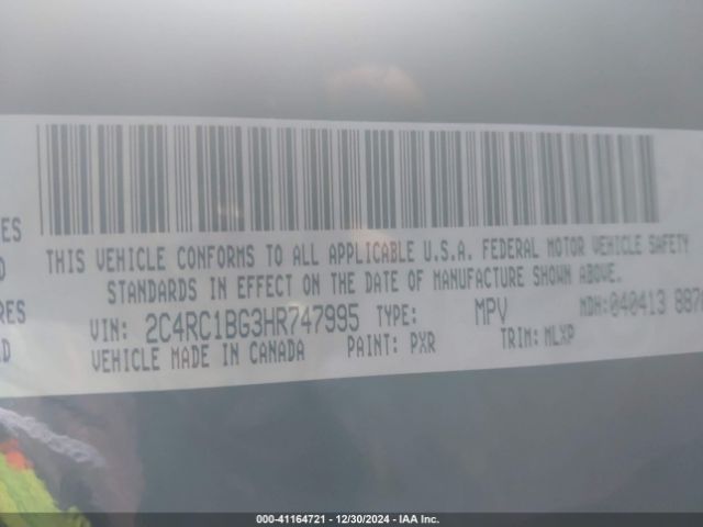 Photo 8 VIN: 2C4RC1BG3HR747995 - CHRYSLER PACIFICA 