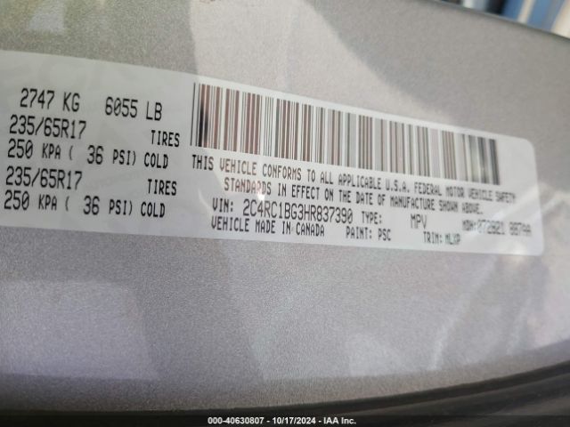 Photo 8 VIN: 2C4RC1BG3HR837390 - CHRYSLER PACIFICA 