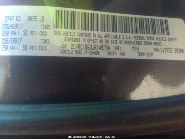 Photo 8 VIN: 2C4RC1BG3JR149234 - CHRYSLER PACIFICA 