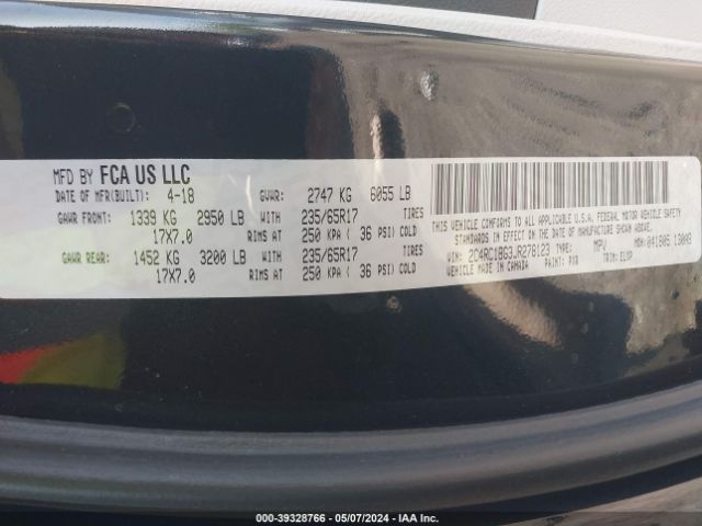 Photo 8 VIN: 2C4RC1BG3JR278123 - CHRYSLER PACIFICA 