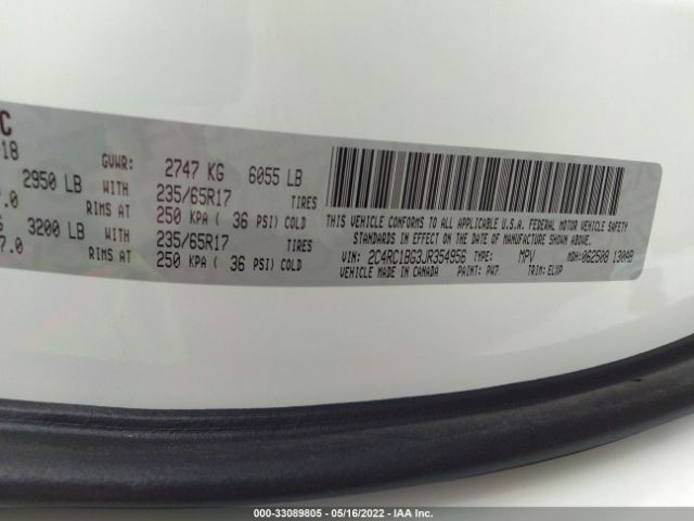 Photo 8 VIN: 2C4RC1BG3JR354956 - CHRYSLER PACIFICA 