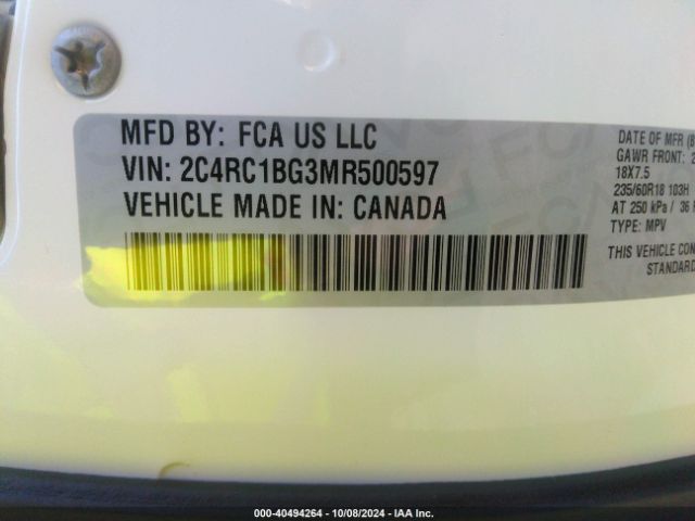 Photo 8 VIN: 2C4RC1BG3MR500597 - CHRYSLER PACIFICA T 