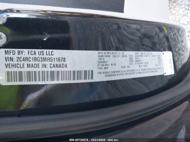 Photo 8 VIN: 2C4RC1BG3MR511678 - CHRYSLER PACIFICA 