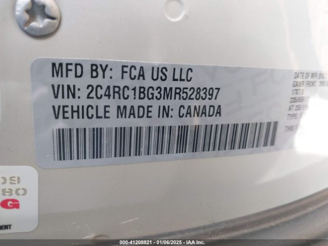 Photo 8 VIN: 2C4RC1BG3MR528397 - CHRYSLER PACIFICA 