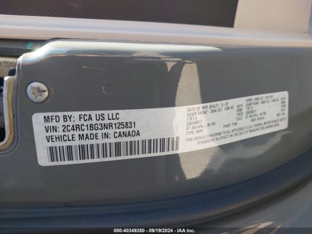 Photo 8 VIN: 2C4RC1BG3NR125831 - CHRYSLER PACIFICA 