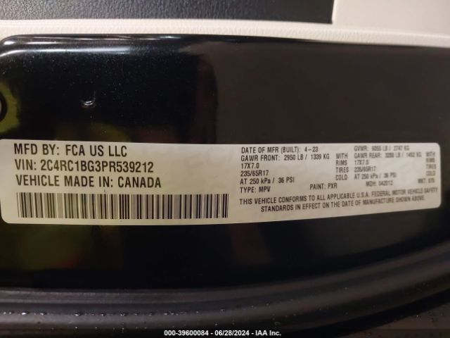 Photo 8 VIN: 2C4RC1BG3PR539212 - CHRYSLER PACIFICA 