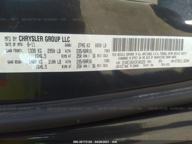 Photo 8 VIN: 2C4RC1BG4CR106329 - CHRYSLER TOWN & COUNTRY 