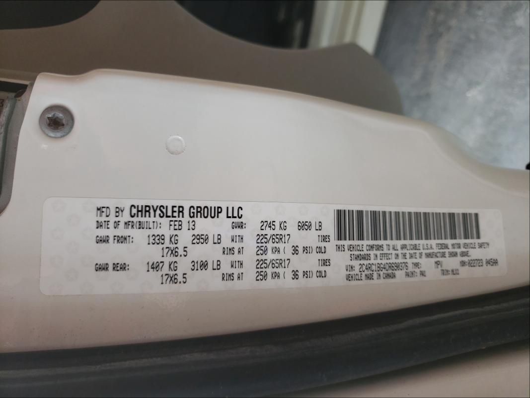 Photo 9 VIN: 2C4RC1BG4DR690376 - CHRYSLER TOWN &AMP COU 