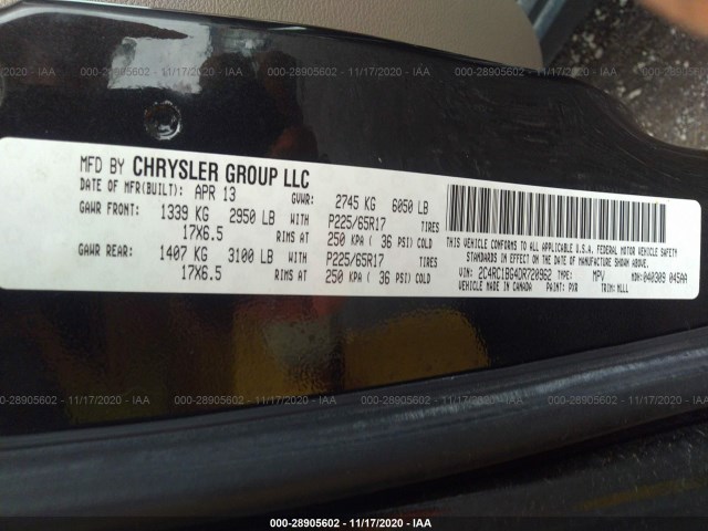 Photo 8 VIN: 2C4RC1BG4DR720962 - CHRYSLER TOWN & COUNTRY 