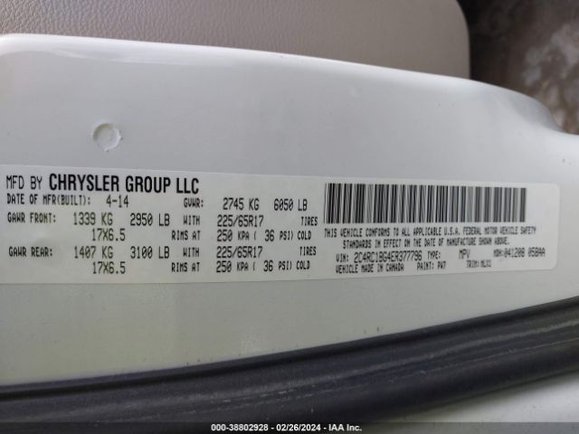 Photo 8 VIN: 2C4RC1BG4ER377796 - CHRYSLER TOWN & COUNTRY 