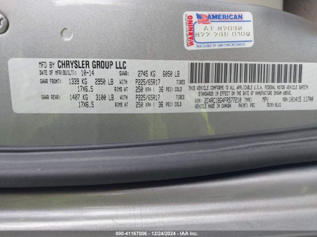 Photo 8 VIN: 2C4RC1BG4FR577210 - CHRYSLER TOWN AND COUNTRY 