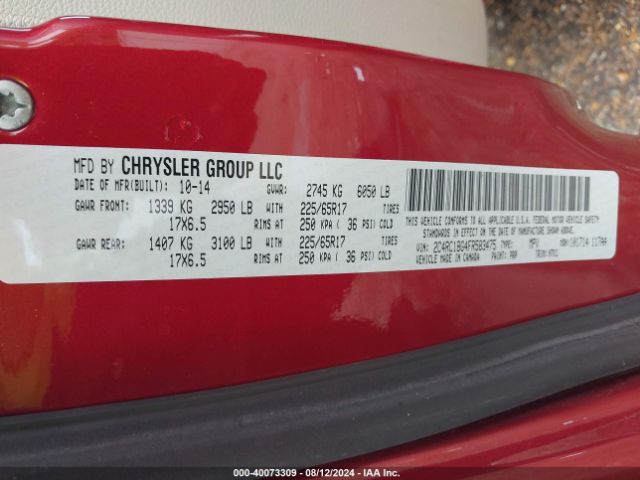 Photo 8 VIN: 2C4RC1BG4FR583475 - CHRYSLER TOWN AND COUNTRY 