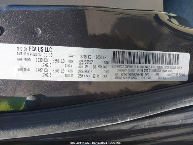 Photo 8 VIN: 2C4RC1BG4GR208431 - CHRYSLER TOWN & COUNTRY 