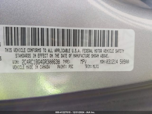Photo 8 VIN: 2C4RC1BG4GR300638 - CHRYSLER TOWN AND COUNTRY 
