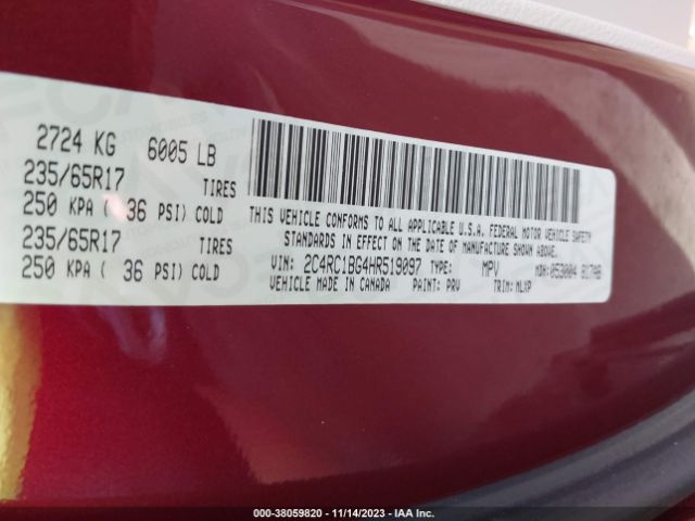 Photo 8 VIN: 2C4RC1BG4HR519097 - CHRYSLER PACIFICA 