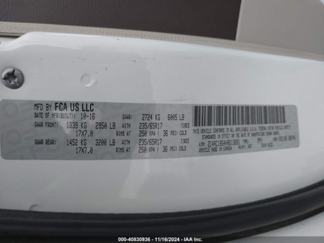 Photo 8 VIN: 2C4RC1BG4HR613691 - CHRYSLER PACIFICA 