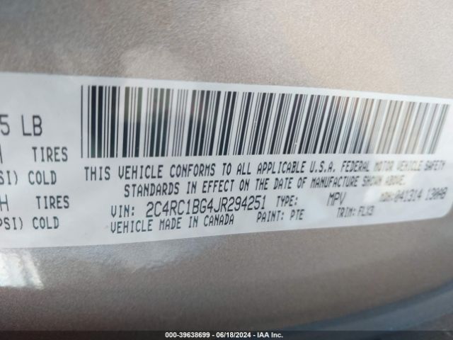 Photo 8 VIN: 2C4RC1BG4JR294251 - CHRYSLER PACIFICA 