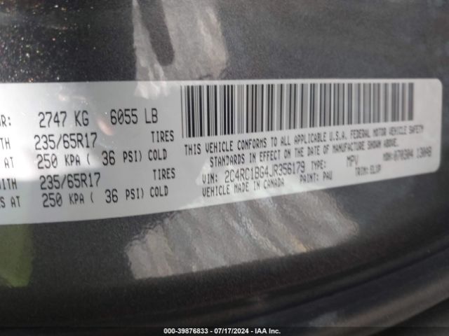 Photo 8 VIN: 2C4RC1BG4JR356179 - CHRYSLER PACIFICA 