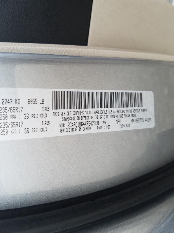 Photo 9 VIN: 2C4RC1BG4KR547988 - CHRYSLER PACIFICA T 