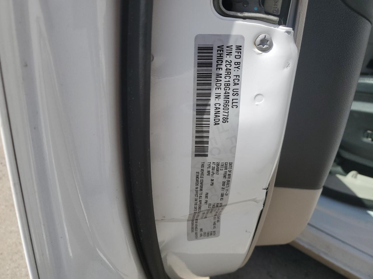 Photo 12 VIN: 2C4RC1BG4MR607786 - CHRYSLER PACIFICA 