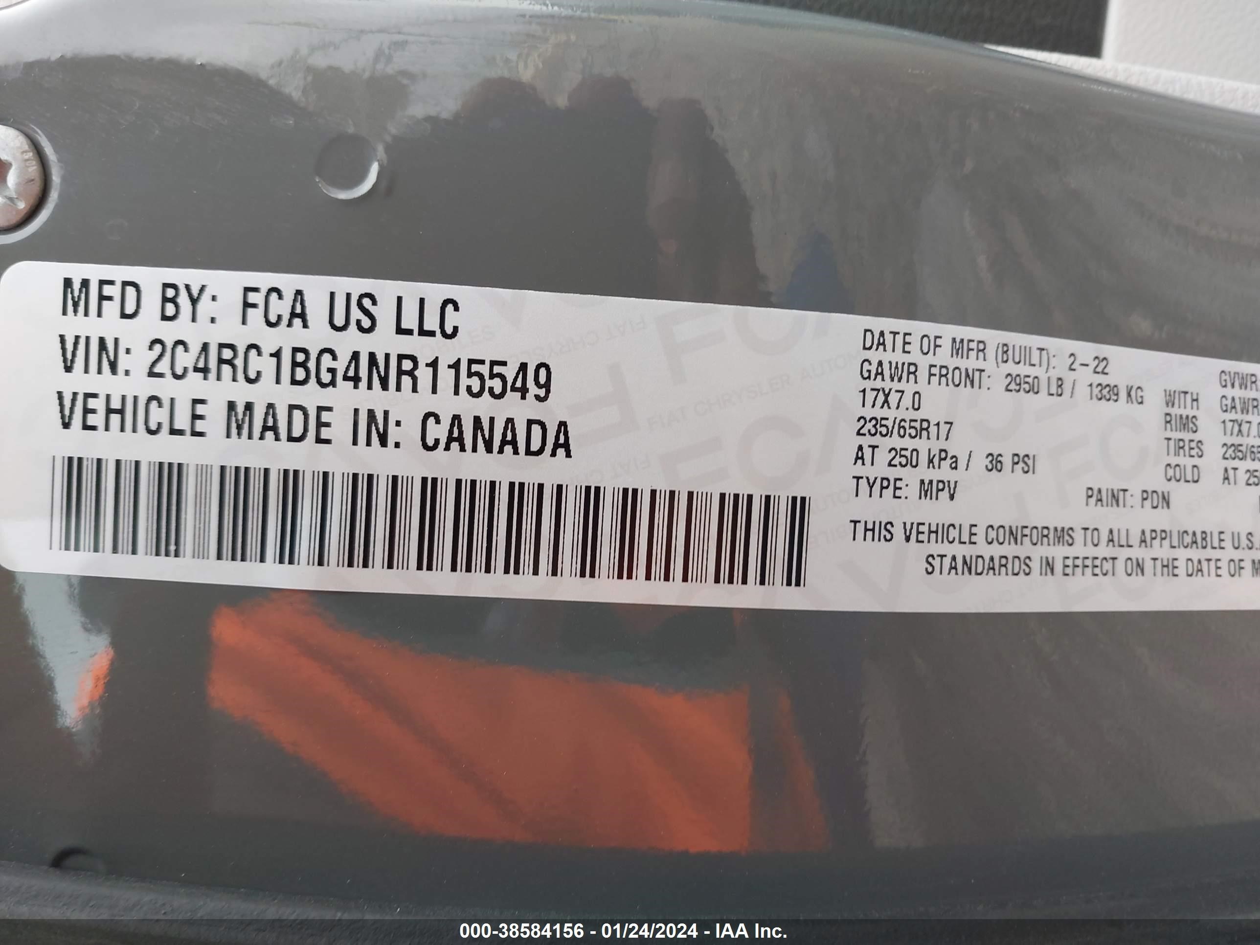 Photo 8 VIN: 2C4RC1BG4NR115549 - CHRYSLER PACIFICA 