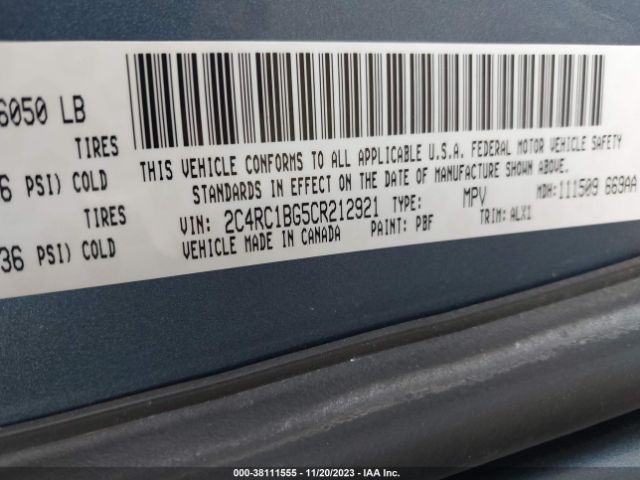 Photo 8 VIN: 2C4RC1BG5CR212921 - CHRYSLER TOWN & COUNTRY 