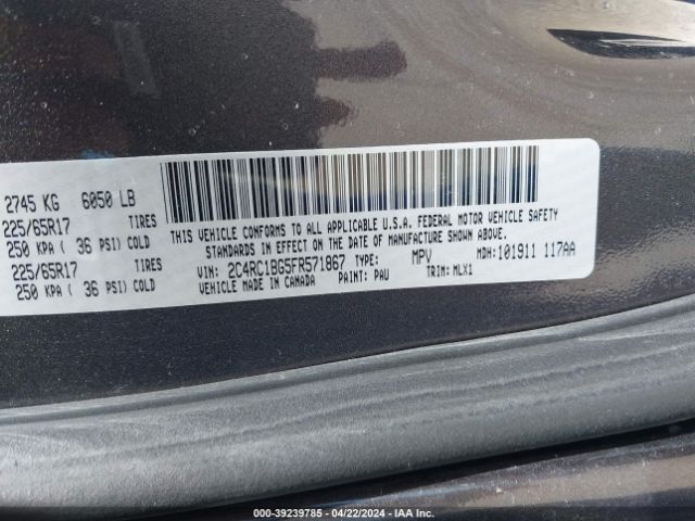 Photo 8 VIN: 2C4RC1BG5FR571867 - CHRYSLER TOWN & COUNTRY 