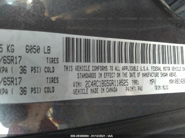 Photo 8 VIN: 2C4RC1BG5GR110525 - CHRYSLER TOWN & COUNTRY 