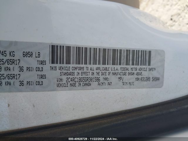 Photo 8 VIN: 2C4RC1BG5GR301586 - CHRYSLER TOWN AND COUNTRY 