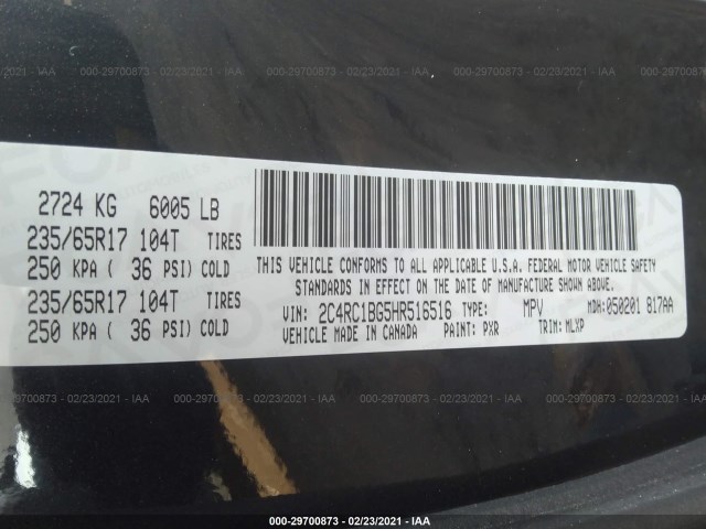 Photo 8 VIN: 2C4RC1BG5HR516516 - CHRYSLER PACIFICA 